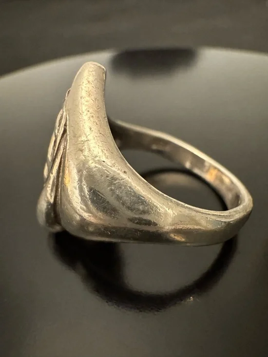 Sterling Silver Sculptural Cutout Ring Size 7 - Modernist Dome Openwork 925 - Picture 4 of 7